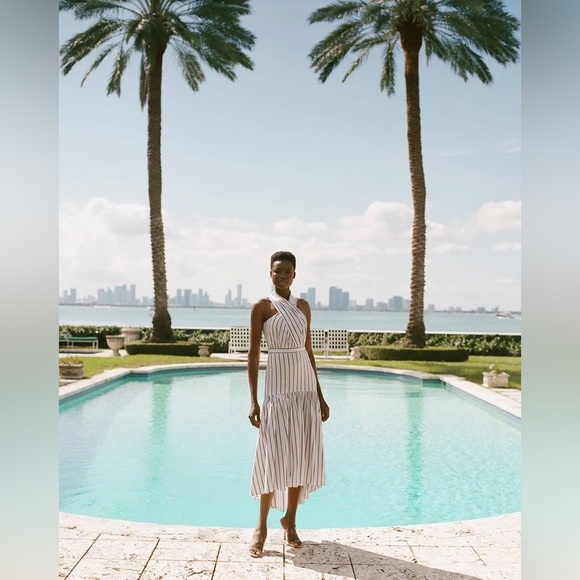 New! Veronica beard Radley Striped Halter Poplin Midi Dress 💜 size 8 NWT! - Picture 7 of 16